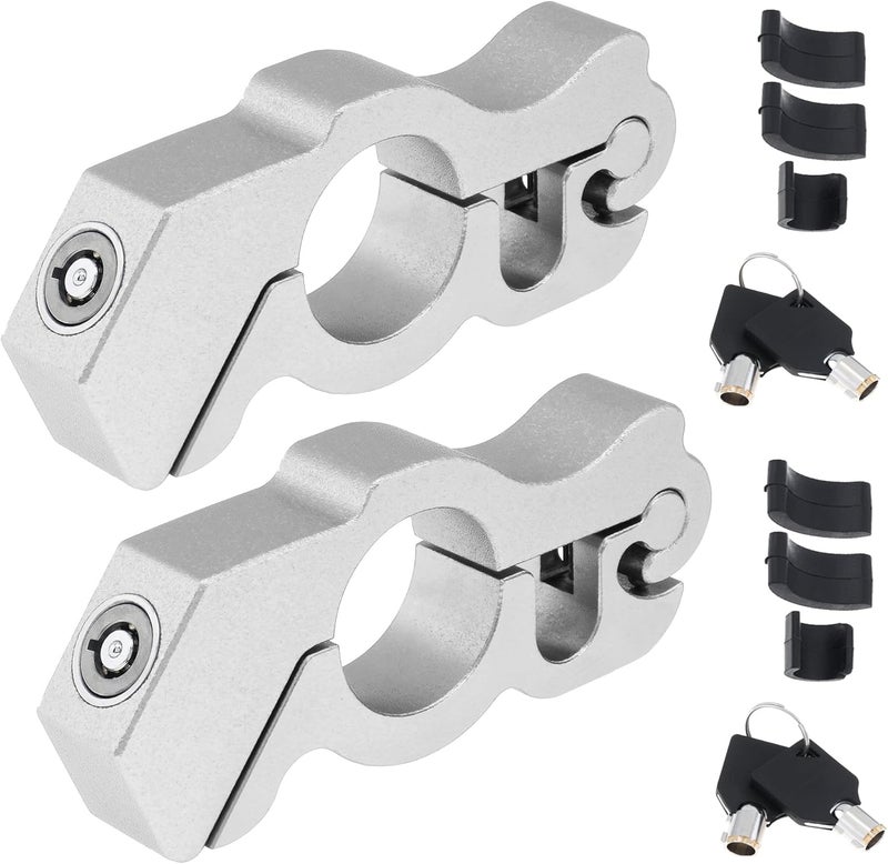 Windance 2Pack Heavy Duty Motorcycle Anti Theft Handlebar Throttle Security Lock Front Brake Lever Lock on Dirt Bike Moped Scooter ATV (Silver) - Image 1
